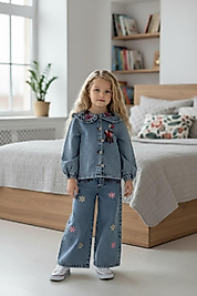 ÇİÇEK BASKILI ALT ÜST KOT TAKIM